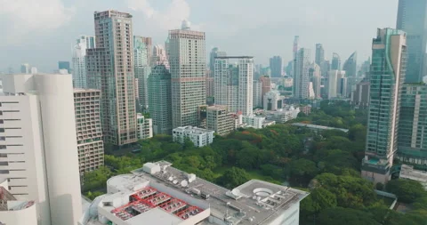 Aerial view modern office building city park Sathon Silom central Stock Footage 278721439