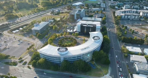 Aerial view of modern office complex. SMALES FARM, TAKAPUNA, AUCKLAND, NEW Stock-Footage 302722327