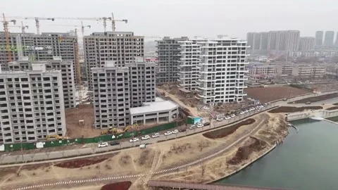 Aerial View of Modern Residential Complex under Construction Vídeos de archivo 328966461
