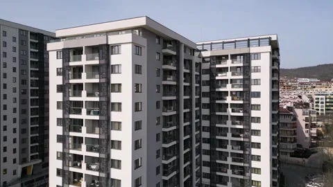 Aerial View of Modern Residential Complex and Playground in City District Stock Footage 331304054