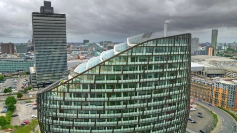 Aerial view of modern skyscraper architecture in Manchester city Video stock 336801517