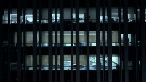 Aerial View Of The Modern Skyscraper Windows At Night Stock Footage 172290455
