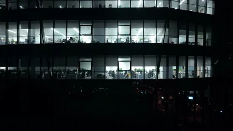 Aerial View Of The Modern Skyscraper Windows At Night Stock Footage 172290475