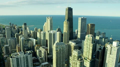Aerial view of modern skyscrapers Downtown Chicago Illinois US Stock Footage 64663553