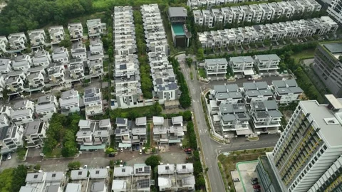Aerial View of Modern Urban Development with Residential Buildings Stock Footage 311575610