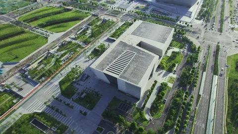 Aerial View of Modern White Building Video stock 337422771