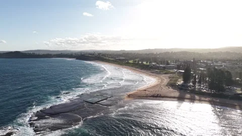Aerial view of Mona Vale Beach, Northern Beaches NSW, Sydney, Australia. Stock Footage 325930927