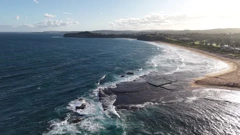 Aerial view of Mona Vale Beach, Northern Beaches NSW, Sydney, Australia. Stock Footage 325930954