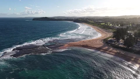 Aerial view of Mona Vale Beach, Northern Beaches NSW, Sydney, Australia. Stock Footage 325931064