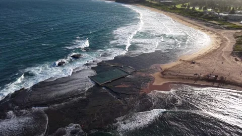 Aerial view of Mona Vale Beach, Northern Beaches NSW, Sydney, Australia. Stock Footage 325931283