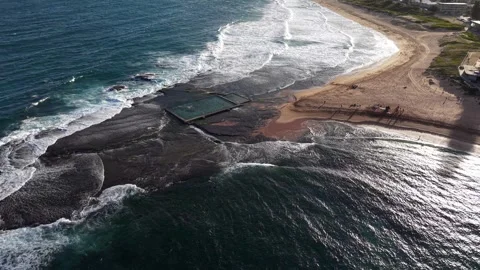 Aerial view of Mona Vale Beach, Northern Beaches NSW, Sydney, Australia. Stock Footage 325931358