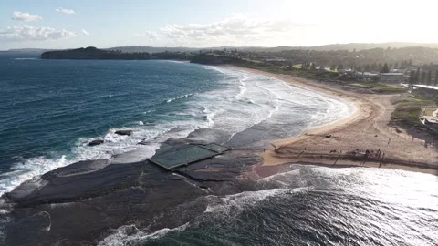 Aerial view of Mona Vale Beach, Northern Beaches NSW, Sydney, Australia. Stock Footage 325931459