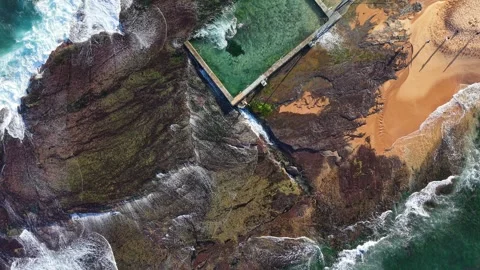 Aerial view of Mona Vale Beach, Northern Beaches NSW, Sydney, Australia. Stock Footage 325931626