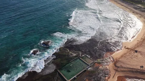 Aerial view of Mona Vale Beach, Northern Beaches NSW, Sydney, Australia. Stock Footage 325931960