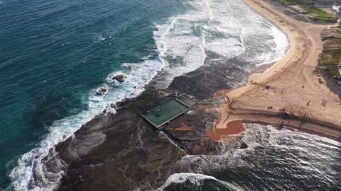 Aerial view of Mona Vale Beach, Northern Beaches NSW, Sydney, Australia. Stock Footage 325932033
