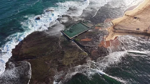 Aerial view of Mona Vale Beach, Northern Beaches NSW, Sydney, Australia. Stock Footage 325932084