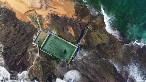 Aerial view of Mona Vale Beach, Northern Beaches NSW, Sydney, Australia. Stock Footage 325934541