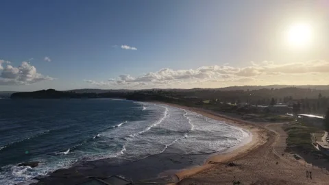 Aerial view of Mona Vale Beach, Northern Beaches NSW, Sydney, Australia. Stock Footage 325934678
