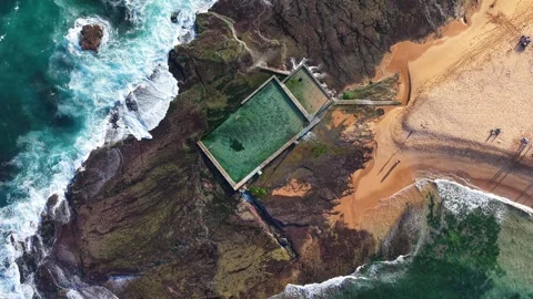 Aerial view of Mona Vale Beach, Northern Beaches NSW, Sydney, Australia. Stock Footage 325946607