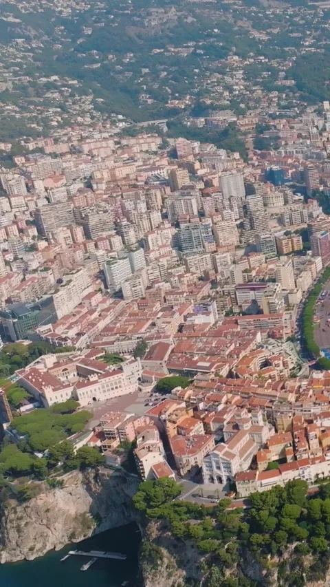 Aerial view of Monaco Monte Carlo cityscape. Vertical video Stock Footage 346633986