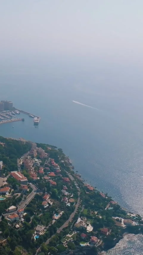 Aerial view of Monaco Monte Carlo cityscape. Vertical video Stock Footage 346634908