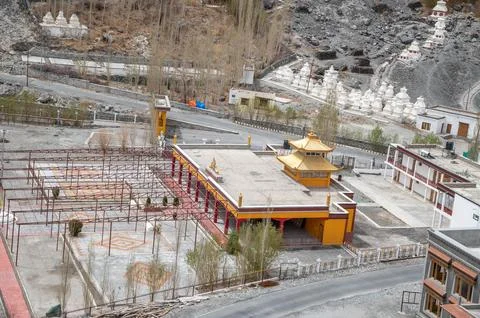 Aerial View of Monastery and Temple, Ladakh Stock Photos