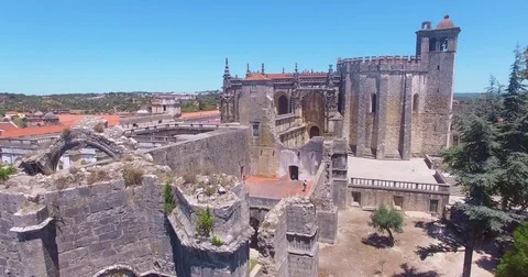 Aerial view of monastery Convent of Christ in Tomar, Portugal Video stock 77258664