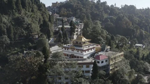 Aerial view of a monastery in Darjeeling India Stock Footage 122161908