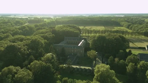 Aerial view of monastery in The Netherlands Stock-Footage 281256599
