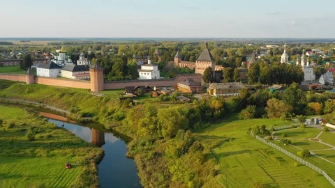 Aerial view of the Monastery of Saint Euthymius Stock Footage 115281047