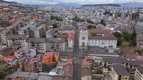 Aerial View of Monastery of St. John Amidst Quito's Urban Landscape Видео 329225399