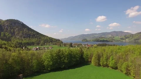 Aerial View to Mondsee, Upper Austria Stock Footage 84185635