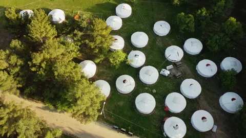 Aerial view of mongolian tents Stock Footage 258206953