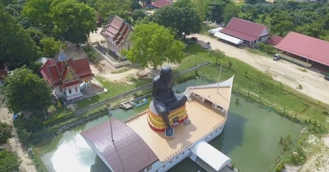 Aerial View of Monk Statue Stock Footage 76685959
