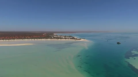 Aerial View of Monkey Mia Dolphin Resort, Denham, Shark Bay, Western Australia. Video stock 330724007