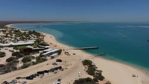 Aerial View of Monkey Mia Dolphin Resort, Denham, Shark Bay, Western Australia. Video stock 330724116