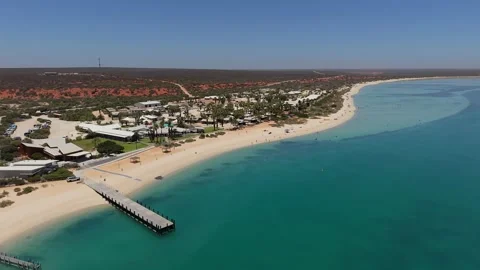 Aerial View of Monkey Mia Dolphin Resort, Denham, Shark Bay, Western Australia. Video stock 330724261