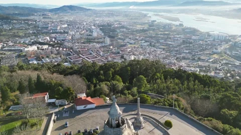 Aerial View from Monte de Santa Luzia to Viana do Castelo and the Sea Vídeo Stock 336743093
