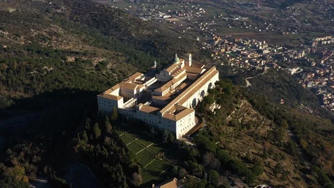 Aerial view Of Montecassino Stock Footage 122398273
