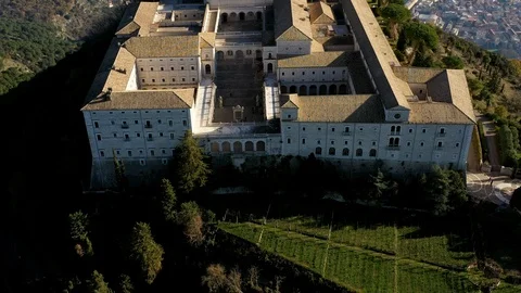 Aerial view Of Montecassino Stock Footage 122399556