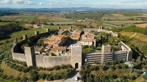 Aerial view of Monteriggioni Stock Footage 306237771