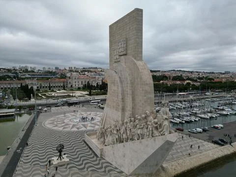 Aerial view of the  Monument to the Discoveries in Portugal, Lisabon Stock Photos
