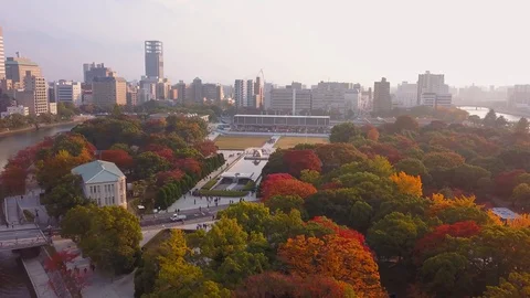 Aerial view of monument, Hiroshima Stock Footage 129059140