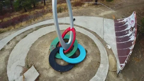 Aerial view of the monument in honor of the Olympic Games Stock Footage 218218953