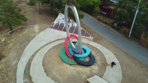 Aerial view of the monument in honor of the Olympic Games Video stock 218218993