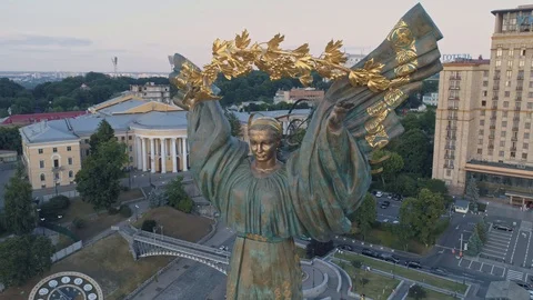 Aerial view. Monument Of Independence In Kiev | Kyiv, Ukraine. 4K Stock Footage 111083553