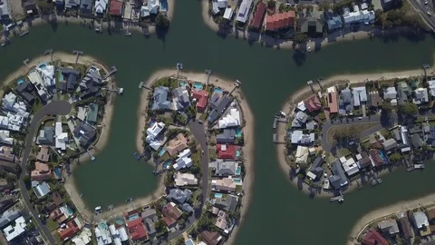 Aerial view Mooloolaba canal housing, Australia 動画素材 78992338