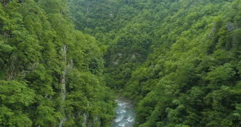 Aerial view of Moraca mountain river canyon. Stockbeeldmateriaal 109172477