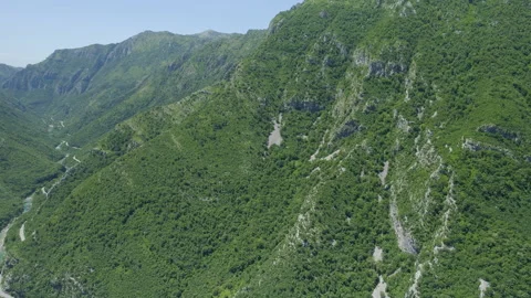 Aerial view of Moraca river canyon. Montenegro Stock Footage 281723345