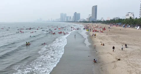 Aerial view of morning landscape at the beach Stock Footage 297664053